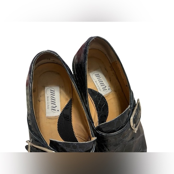 MAURI Alligator BLUE Oxford Monk Strap Alligator Buckle Shoes Men's Size 9 - Picture 11 of 15